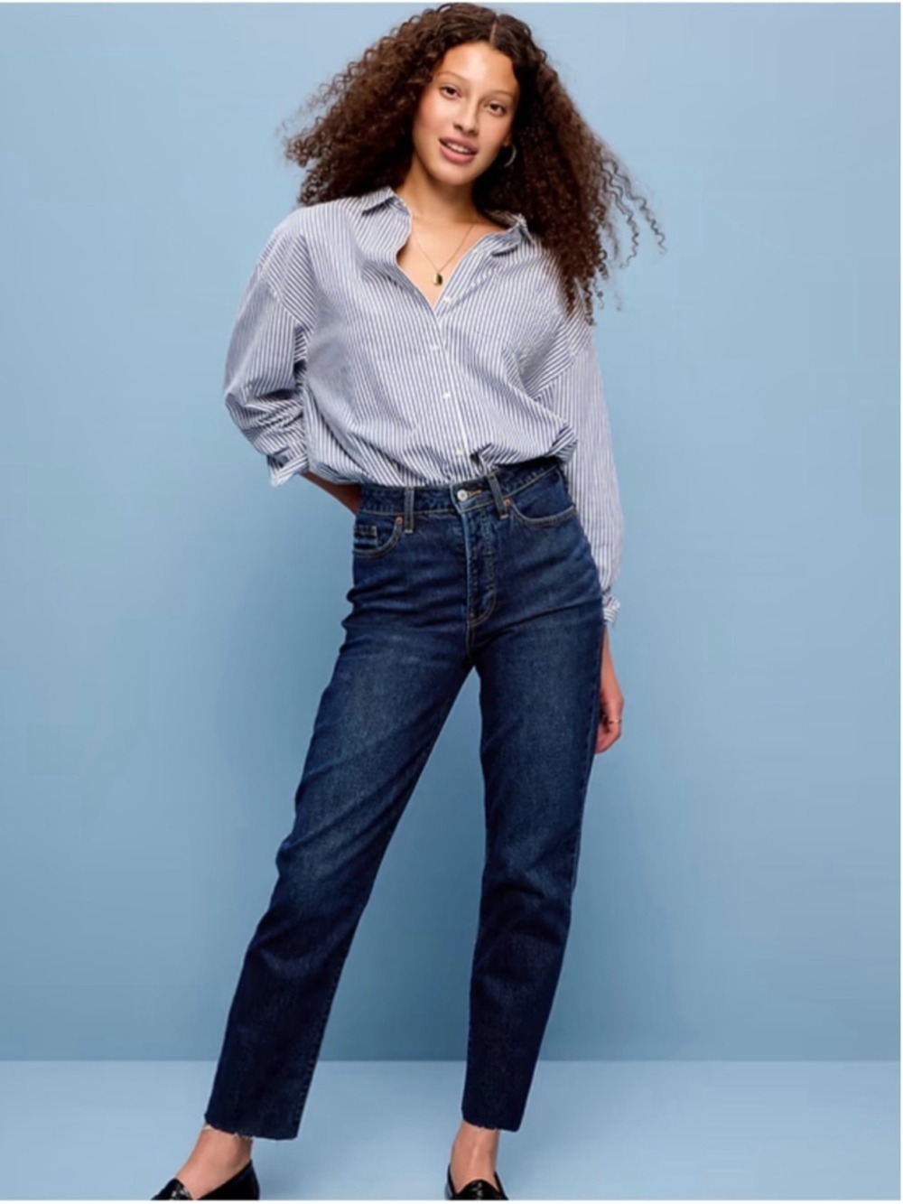 Old Navy High-Waisted Button-Fly OG Straight Ankle Jeans size 16 twila distress